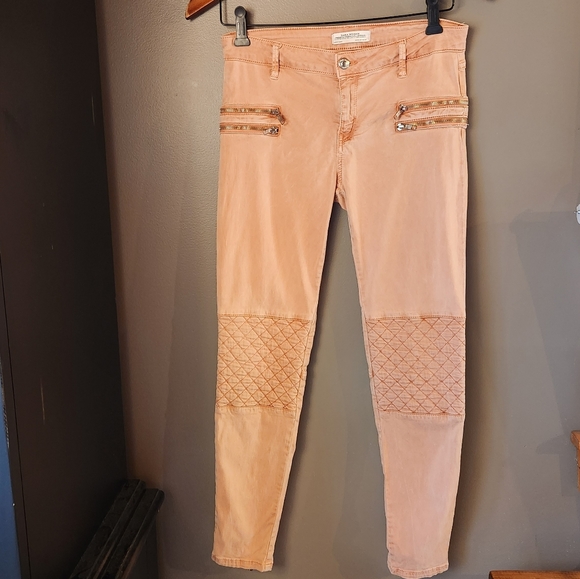 Zara's Womens The Rider In Pink Moto Pant Size 6 Zipper Detail - Picture 9 of 13